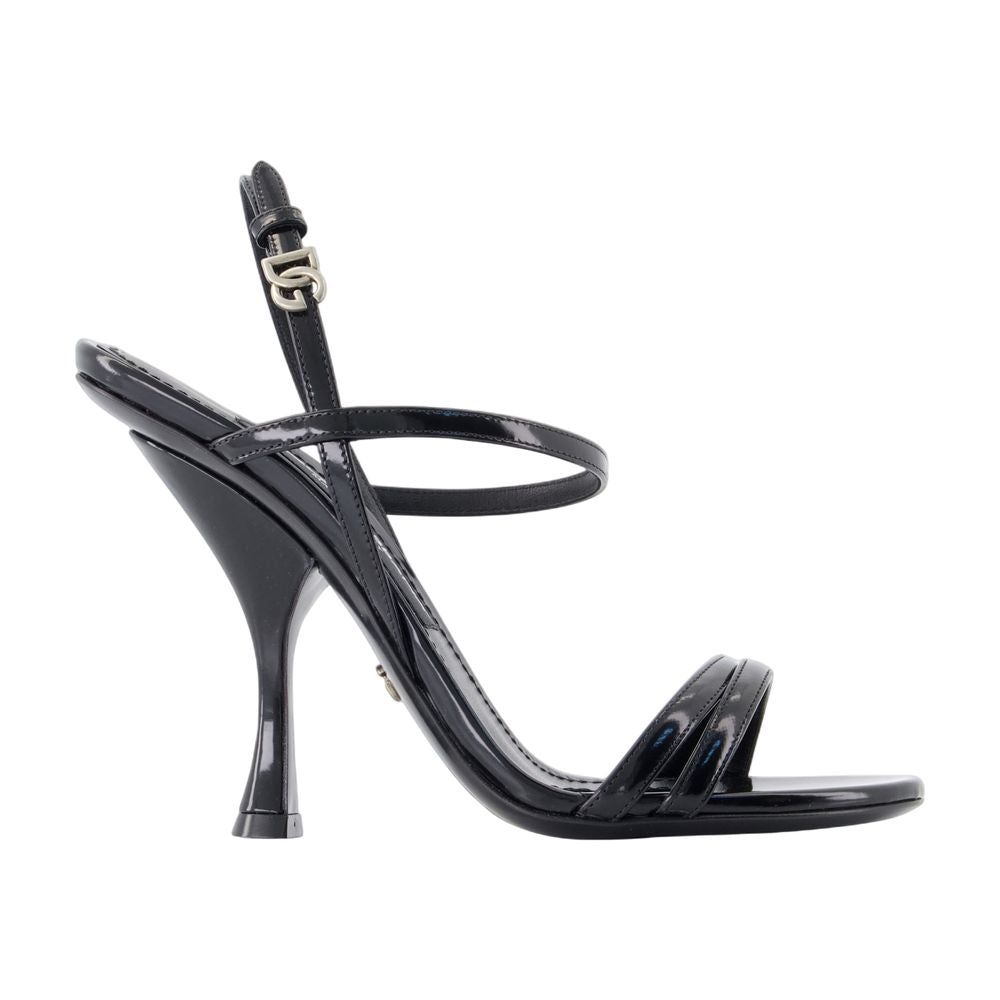 Dolce&Gabbana Curved Calfskin Heel Sandal — Black