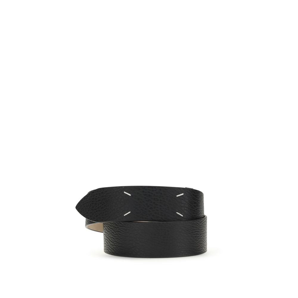 Maison Margiela Four-Stitch Calf Leather Belt — Black