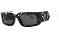 Philipp Plein SPP119M Marble-Textured Rectangular Sunglasses — Black