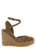 Brunello Cucinelli Calf Suede Espadrille Wedge Sandal — Brown