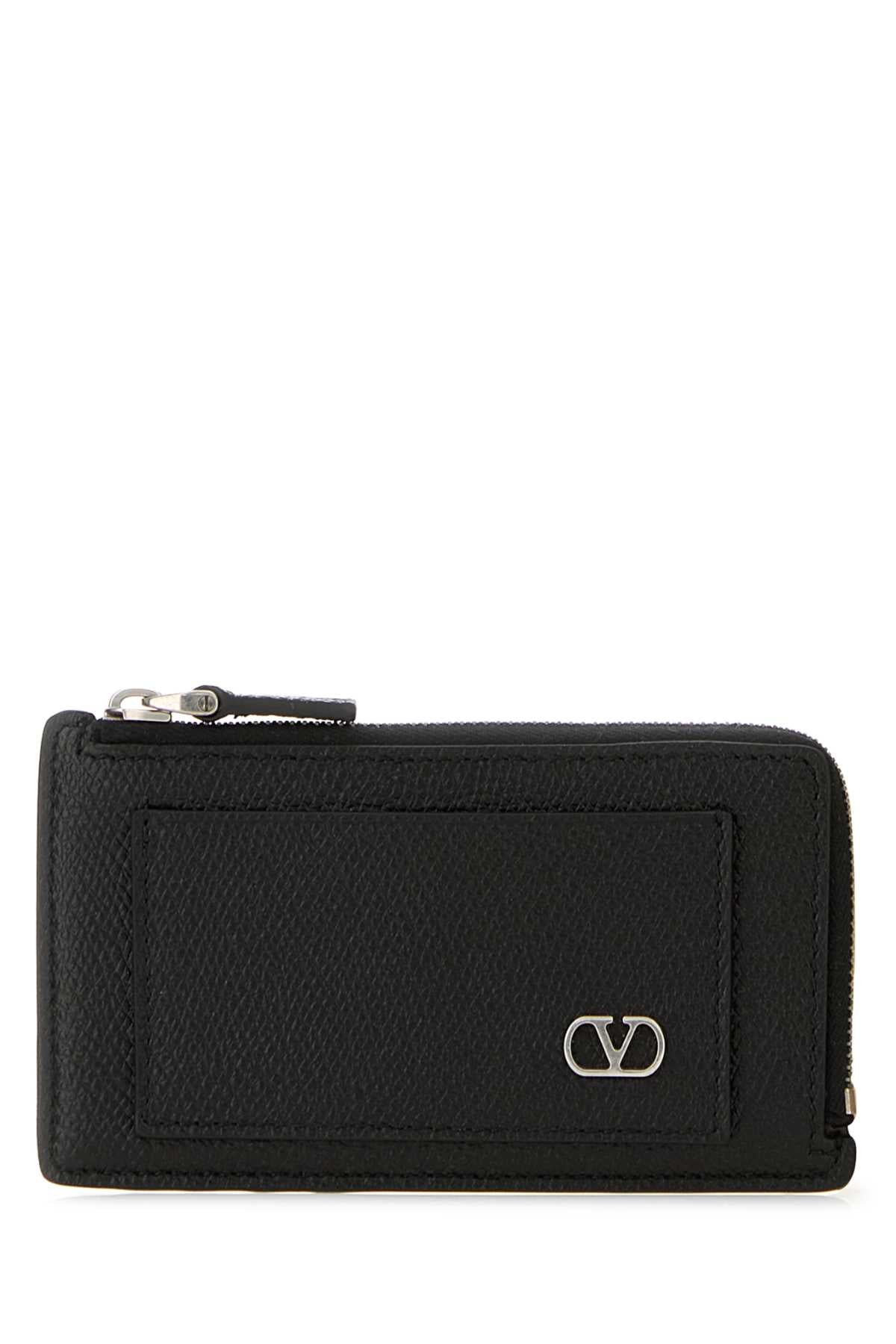 Valentino Garavani Textured Leather Wallet — Black