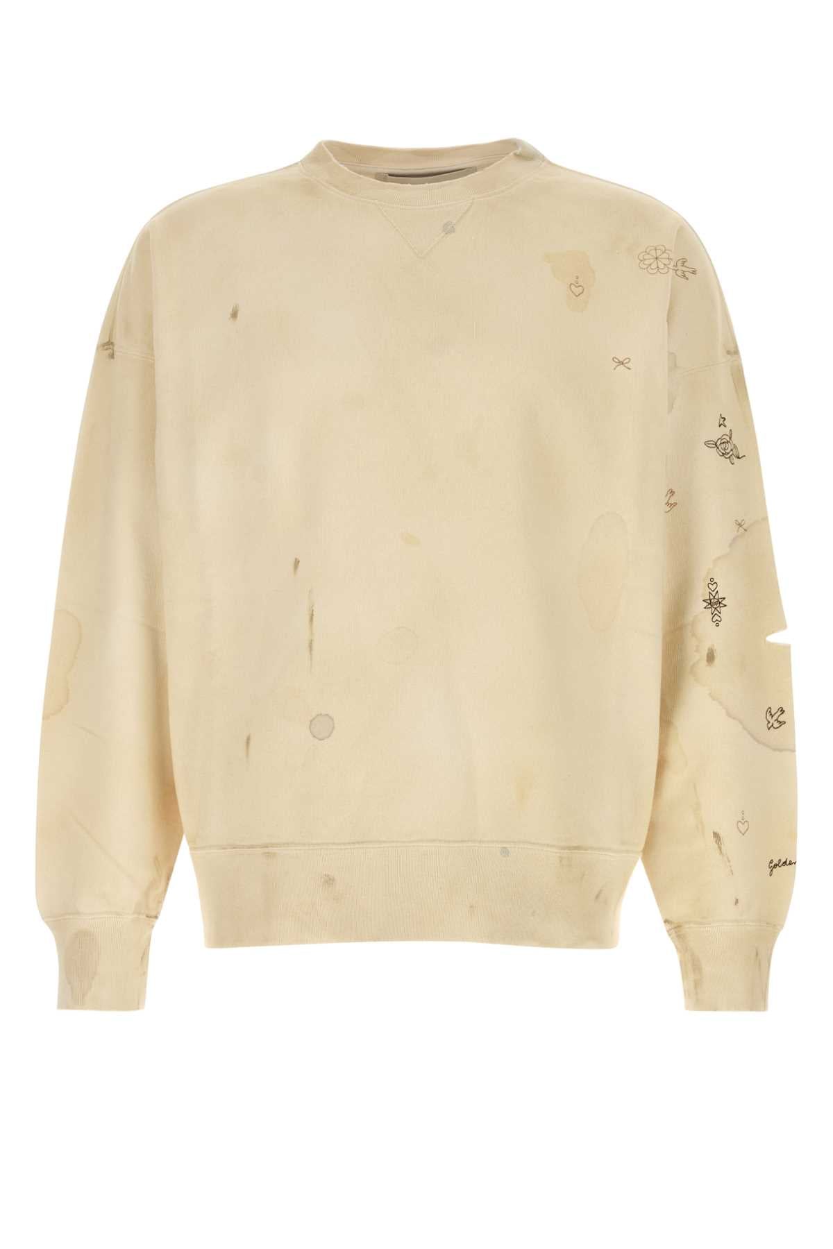 Golden Goose Deluxe Brand Embroidered Cotton Sweatshirt — Beige