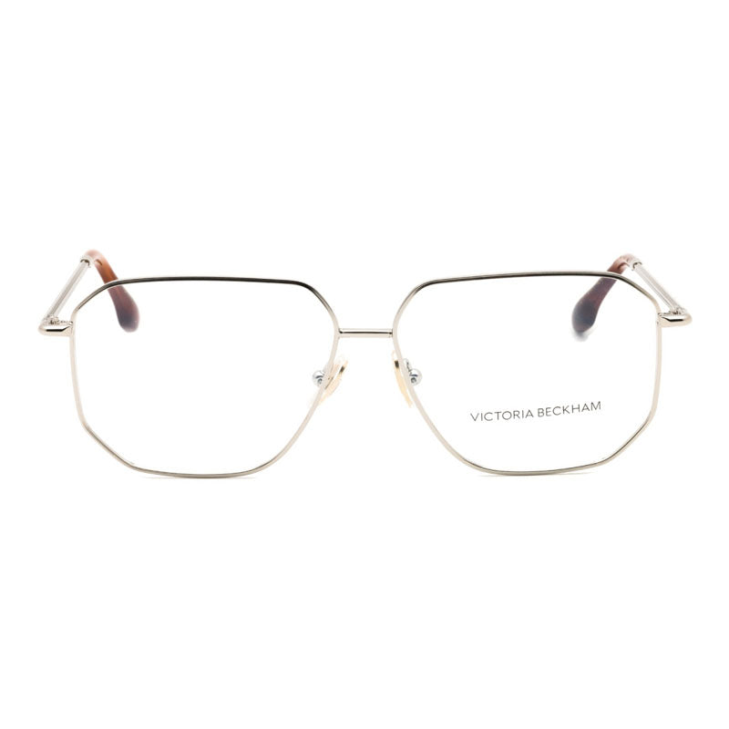 Victoria Beckham VB2115040 Geometric Metal Frame Eyeglasses — Silver