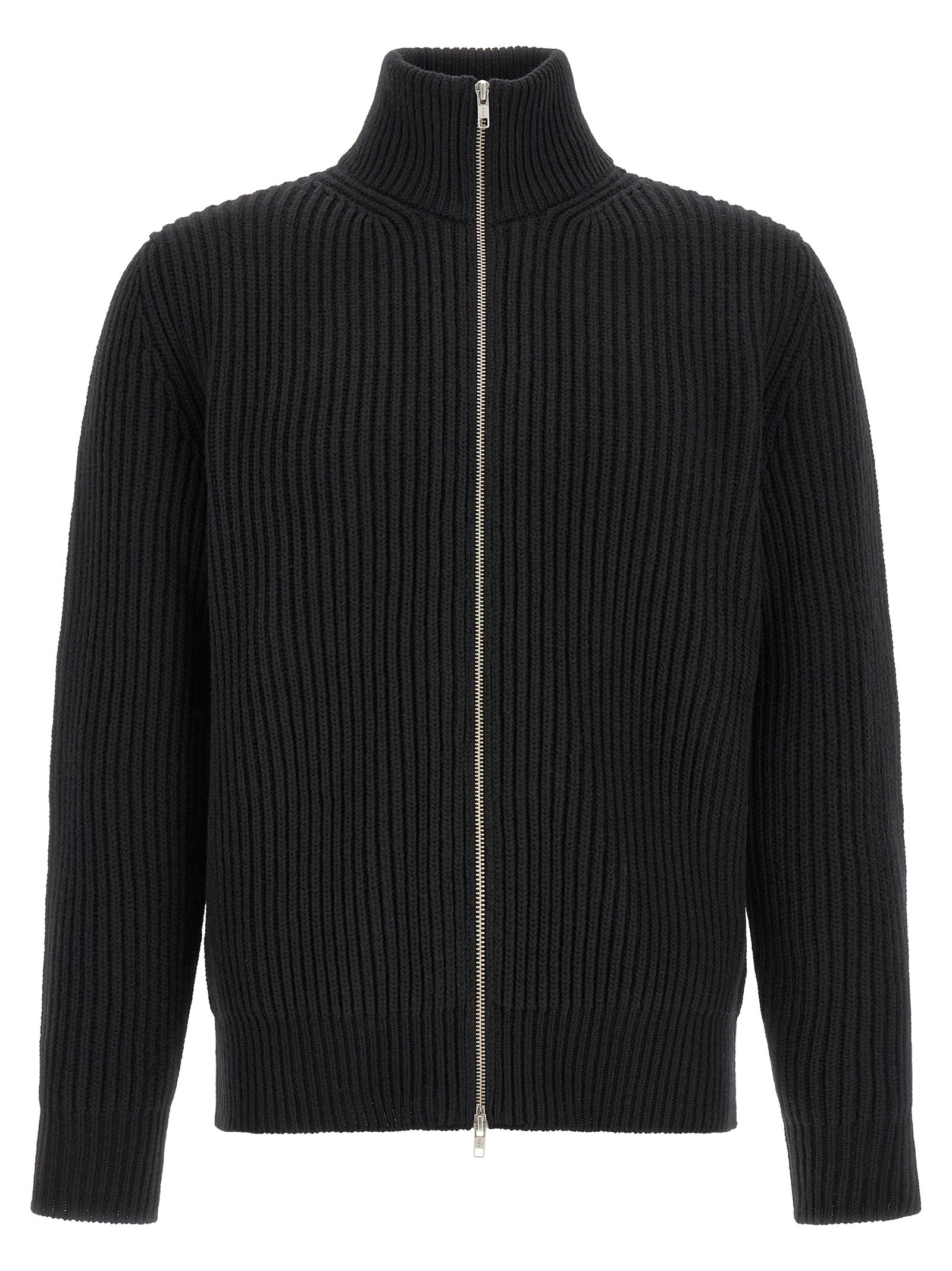 MM6 Maison Margiela Ribbed Wool Cardigan — Black