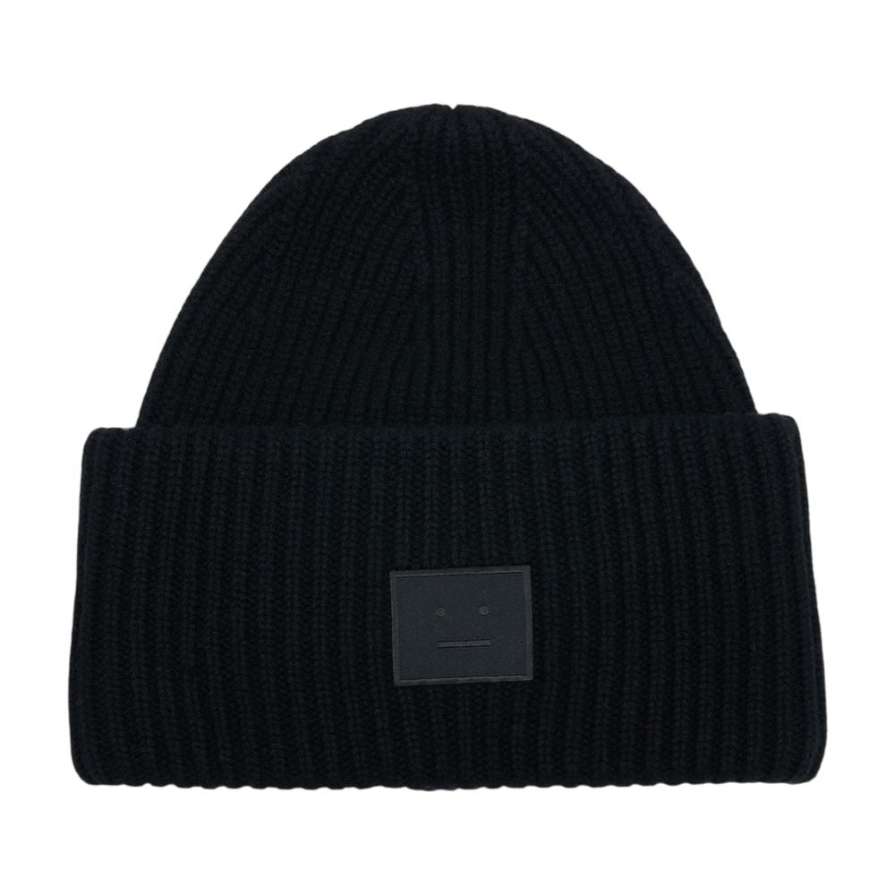 Acne Studios C40448-900 Large Face Logo Beanie — Black