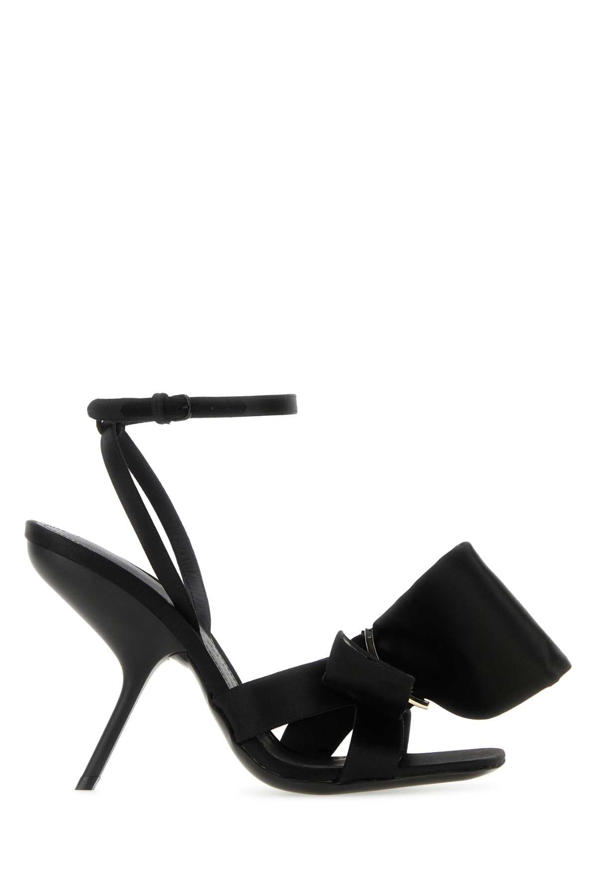 Ferragamo Satin Ankle-Strap Heel Sandal — Black
