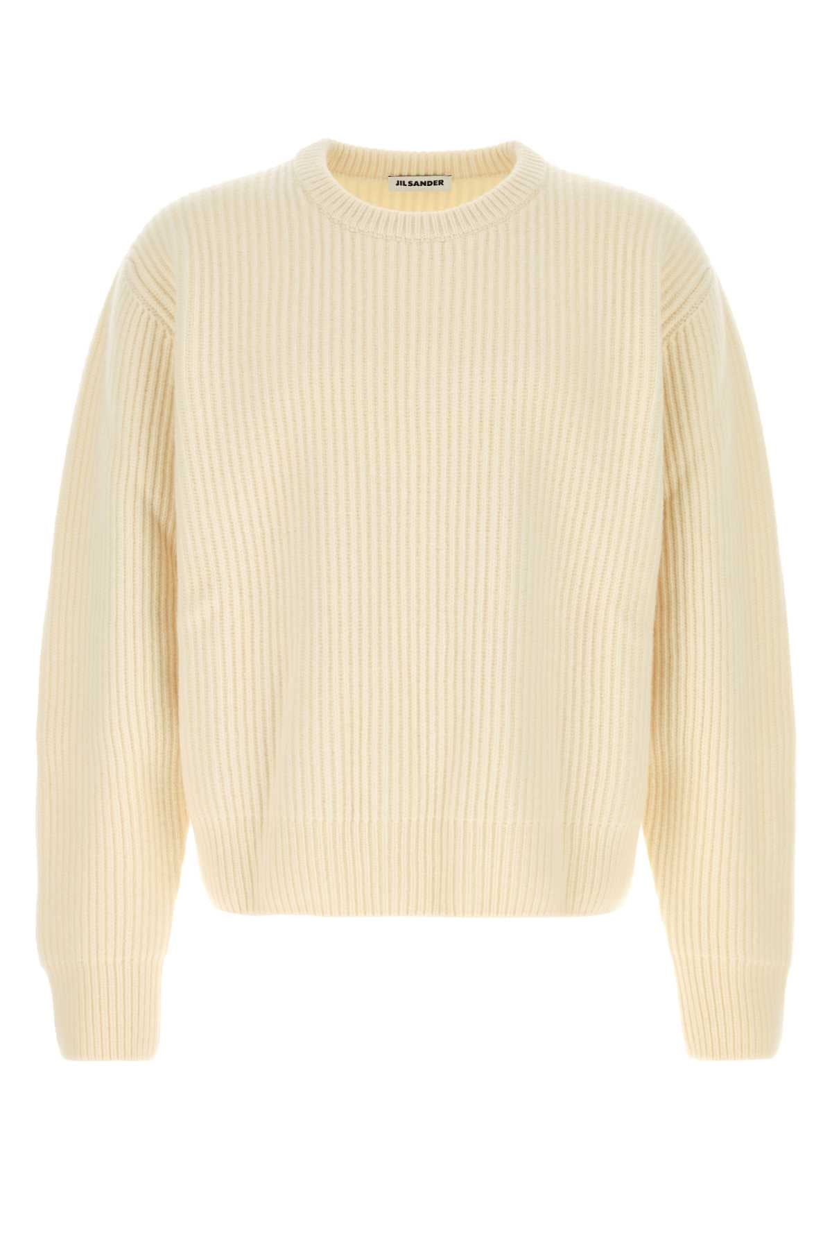 Jil Sander Ribbed Wool Sweater — Beige