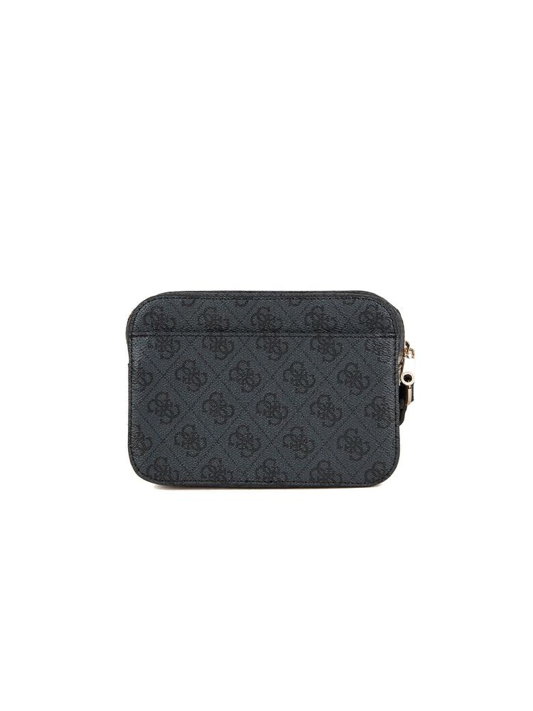 Guess Logo-Jacquard Polyurethane Cosmetic Case — Gray