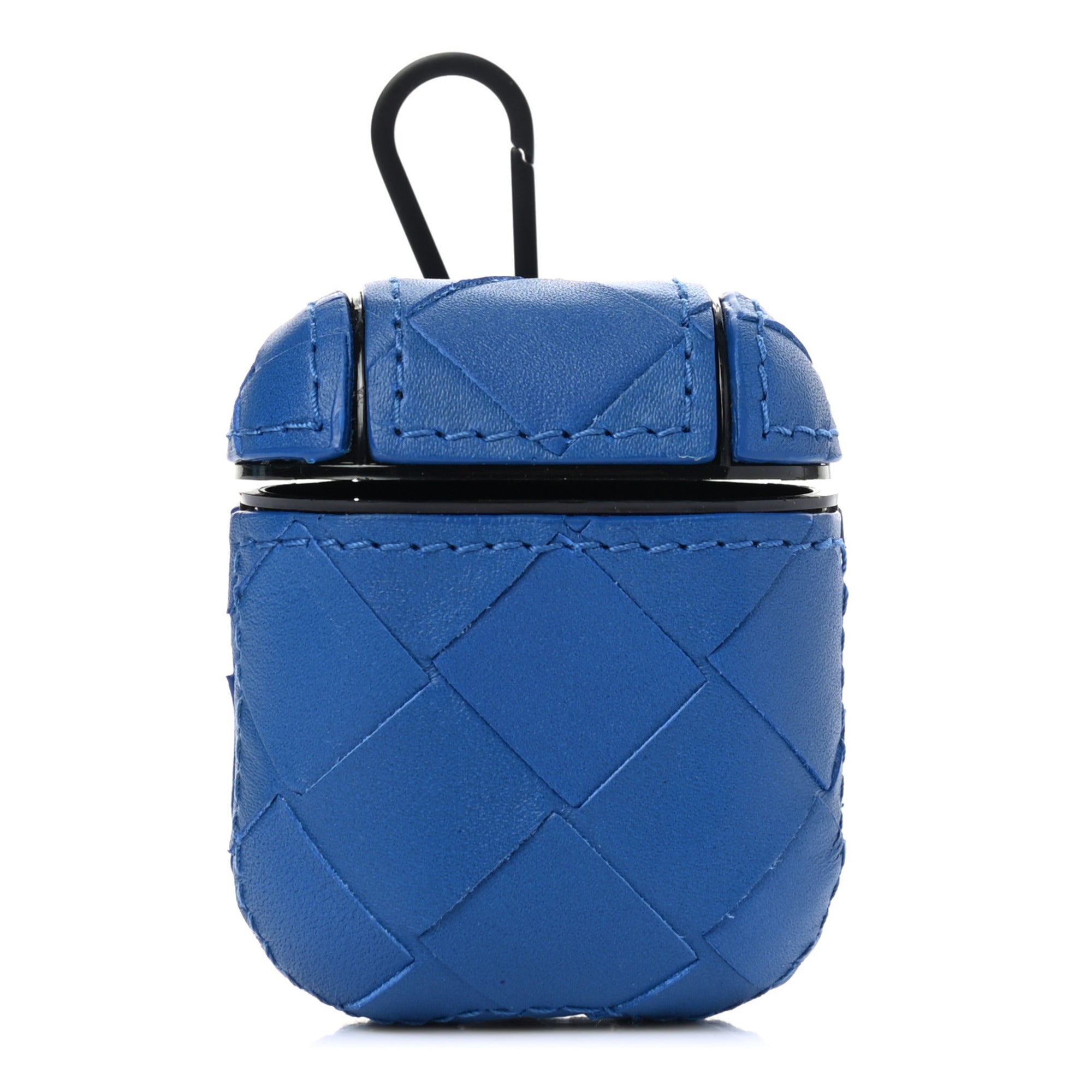 Bottega Veneta Quilted Intrecciato Leather AirPods Case — Blue