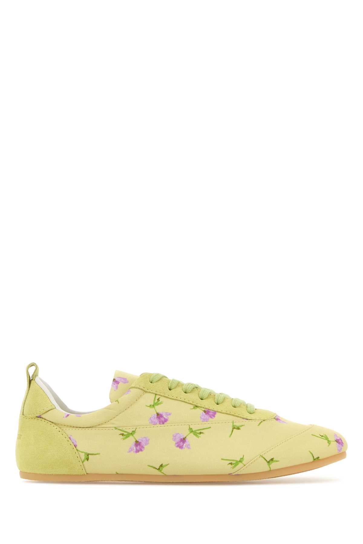 Jil Sander Floral-Embroidered Canvas Sneaker — Yellow