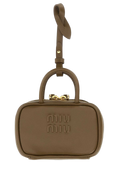 Miu Miu Logo-Embossed Leather Mini Bag — Brown