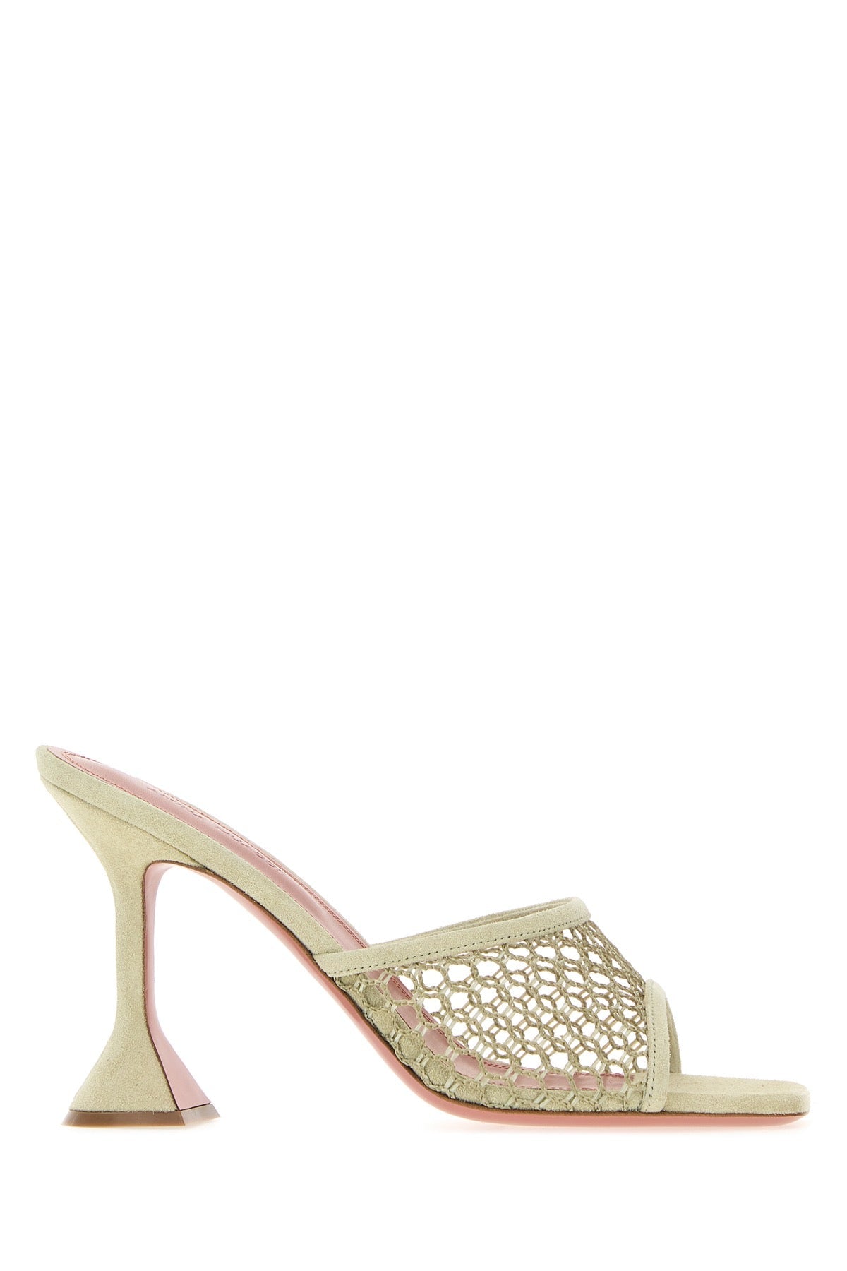 Amina Muaddi Lupita Net Slipper Sandal — Beige