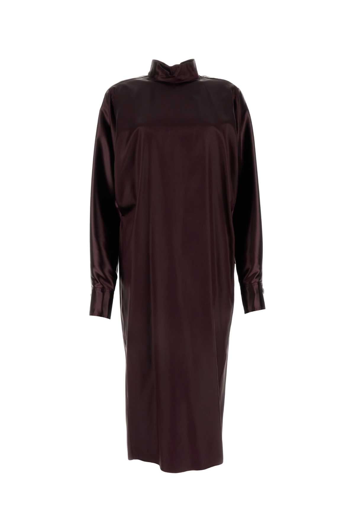 Ferragamo Satin Shift Dress — Burgundy