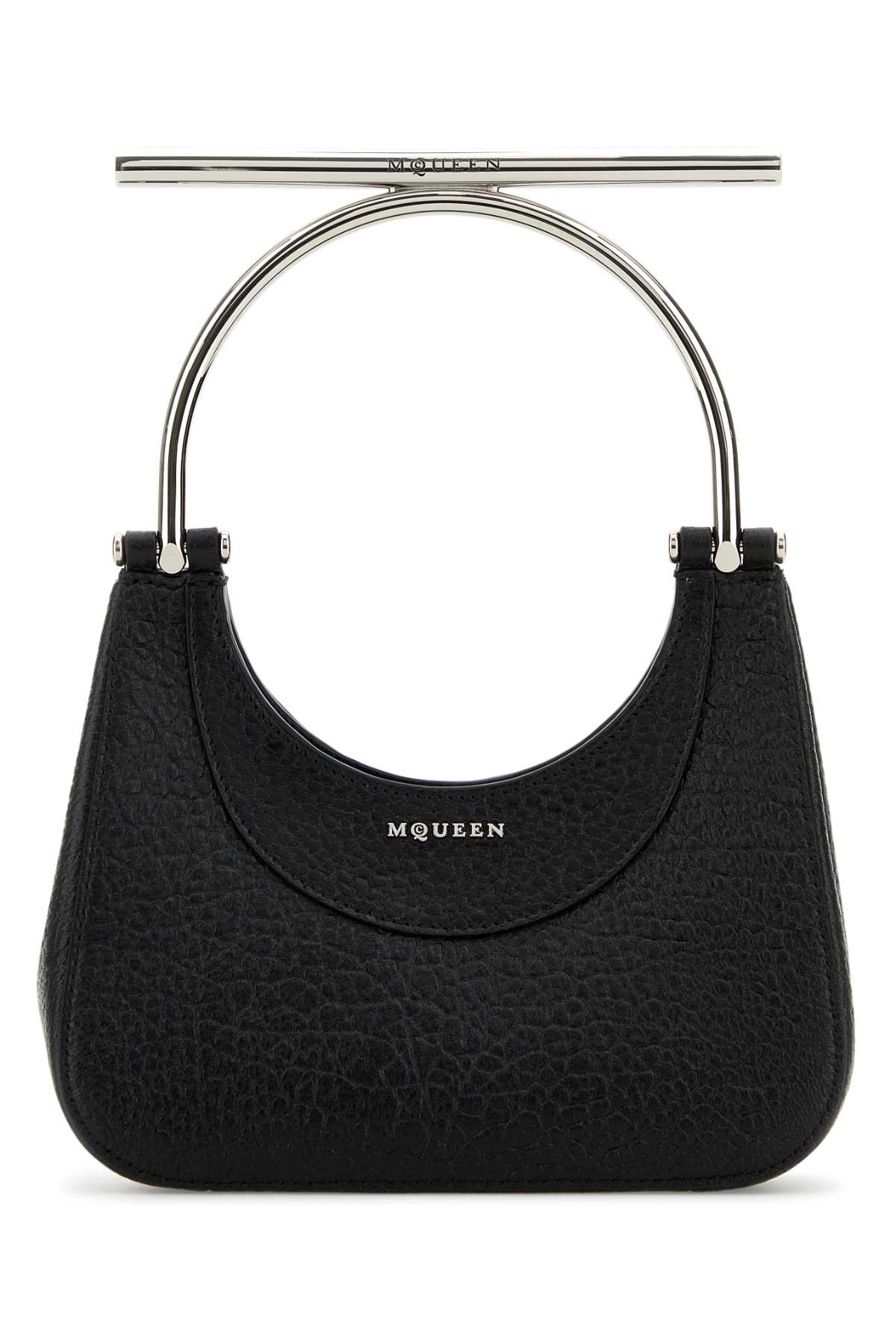 Alexander McQueen Crackled Lamb Leather Shoulder Bag — Black