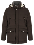 Brunello Cucinelli Goose Down Quilted Stretch Nylon Parka — Brown