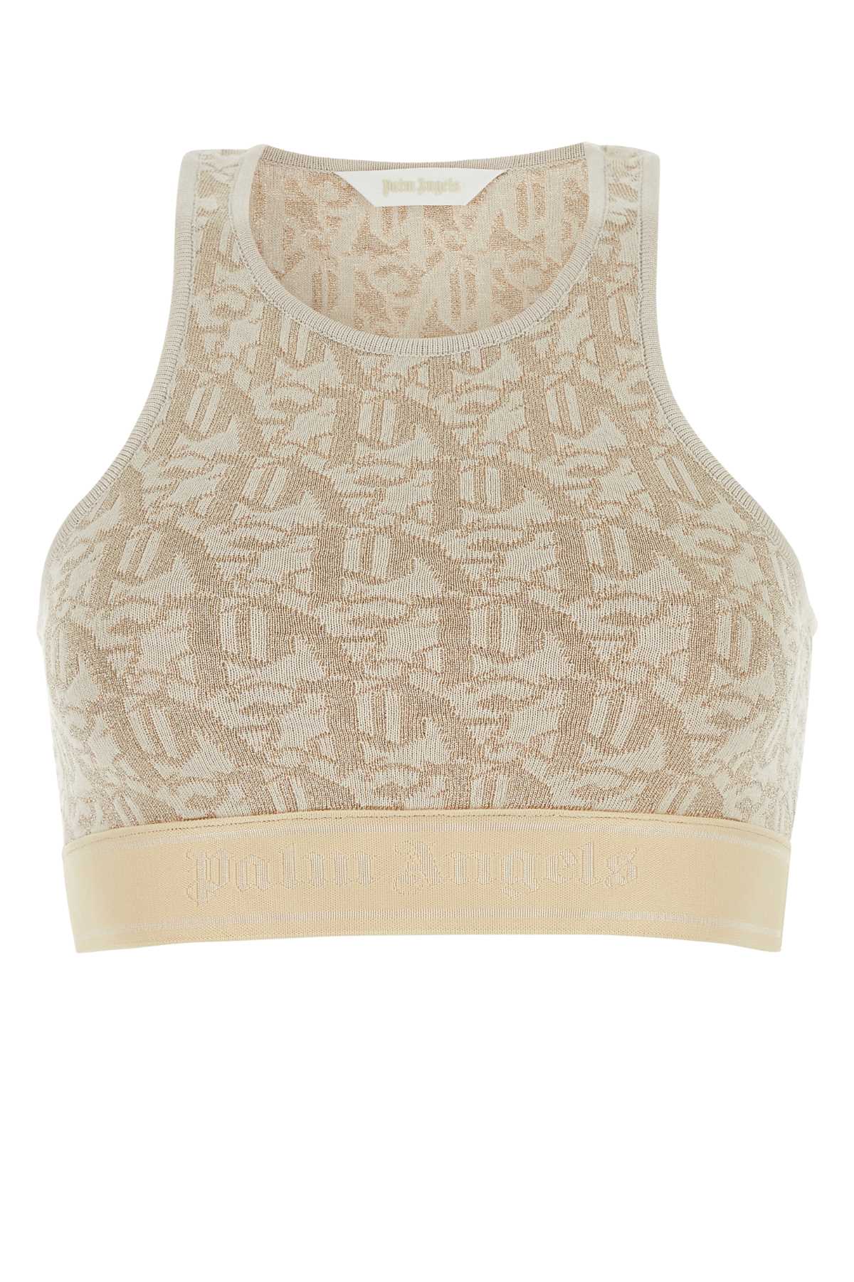 Palm Angels Jacquard Knit Sweater — Beige
