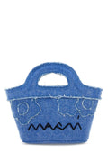 Marni Denim Textured Top Handle Bag — Blue