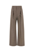 Victoria Beckham Virgin Wool Trousers — Beige