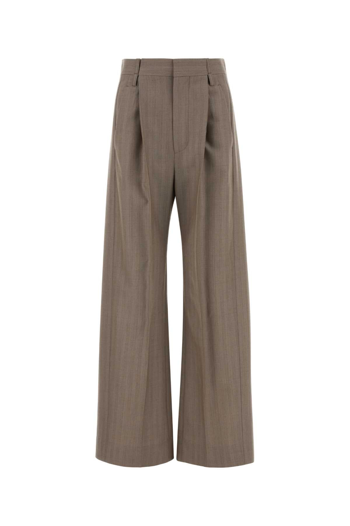 Victoria Beckham Virgin Wool Trousers — Beige