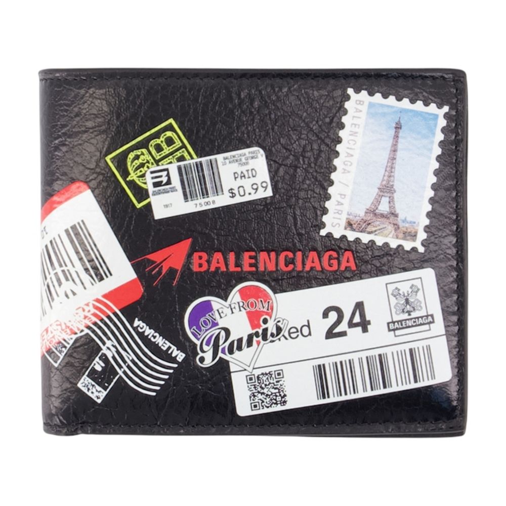 Balenciaga Lambskin Collage Wallet — Black