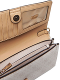 Guess Logo Embossed Polyurethane Crossbody Bag — Beige