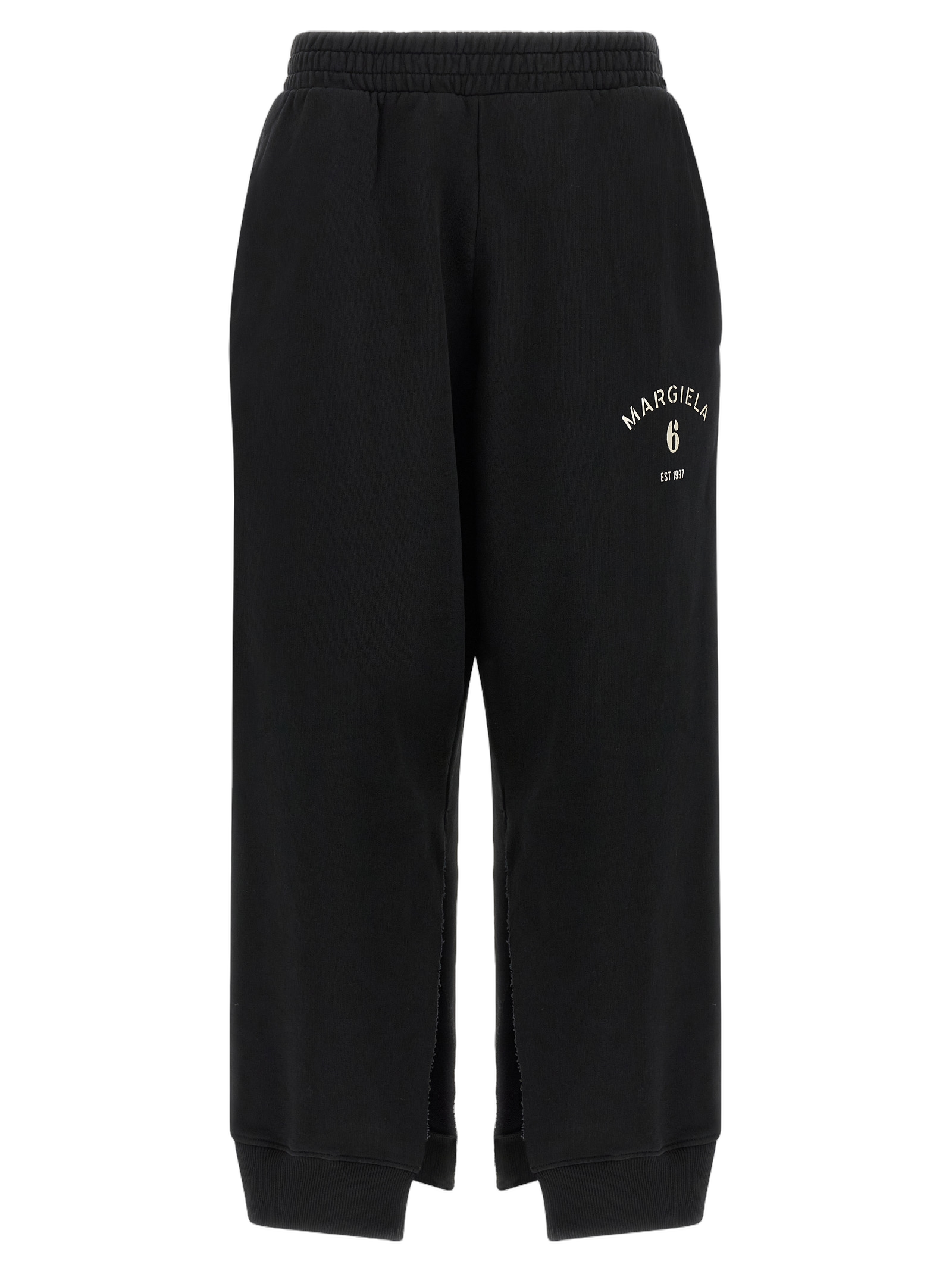 MM6 Maison Margiela Logo-Embroidered Cotton Joggers — Black