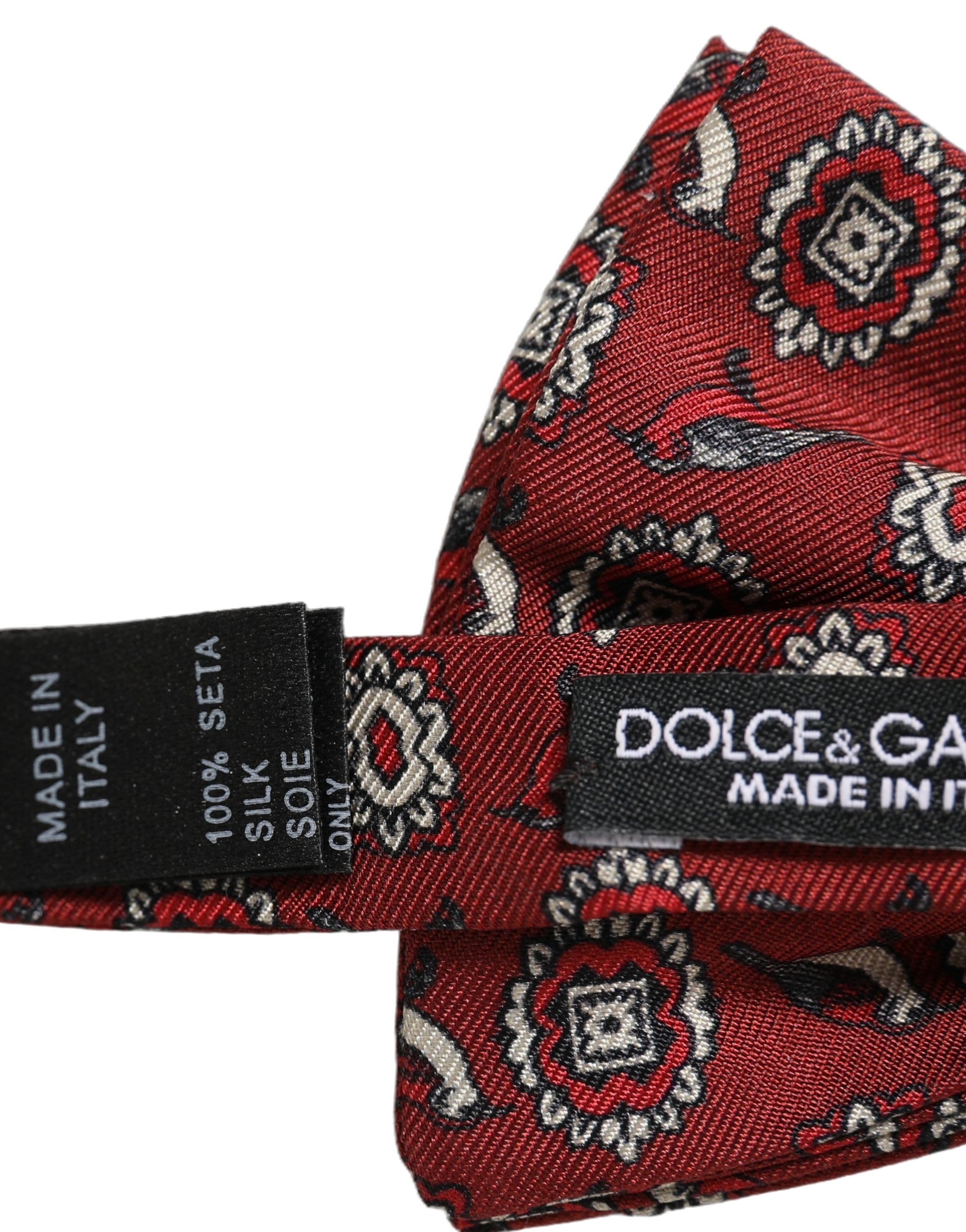 Dolce & Gabbana Floral Silk Bow Tie — Red