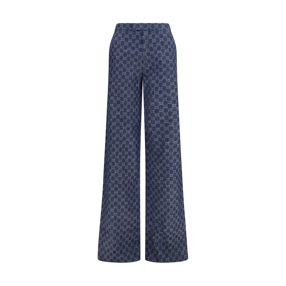Gucci GG Cotton Jacquard Trousers — Blue