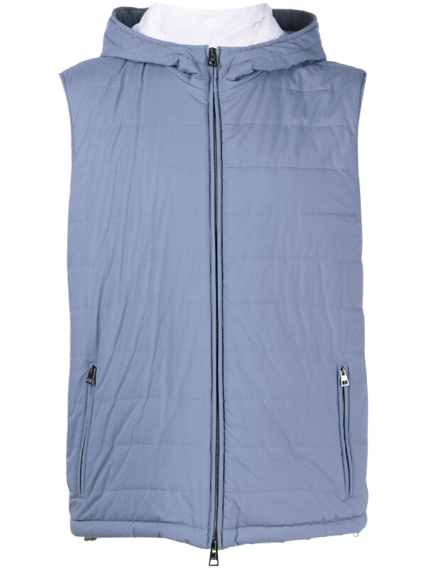 Manzoni24 Hooded Padded Gilet — Blue