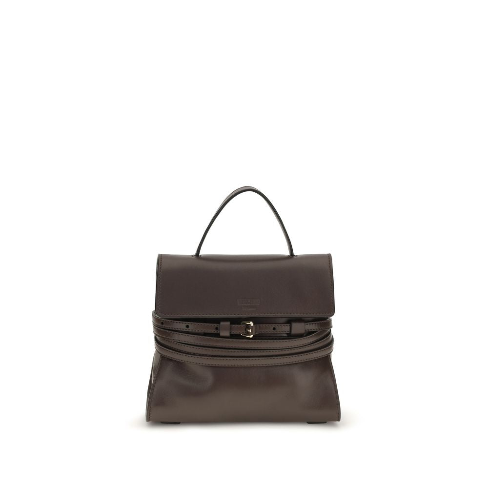Moschino Removable Decorative Belt Top Handle Bag — Brown