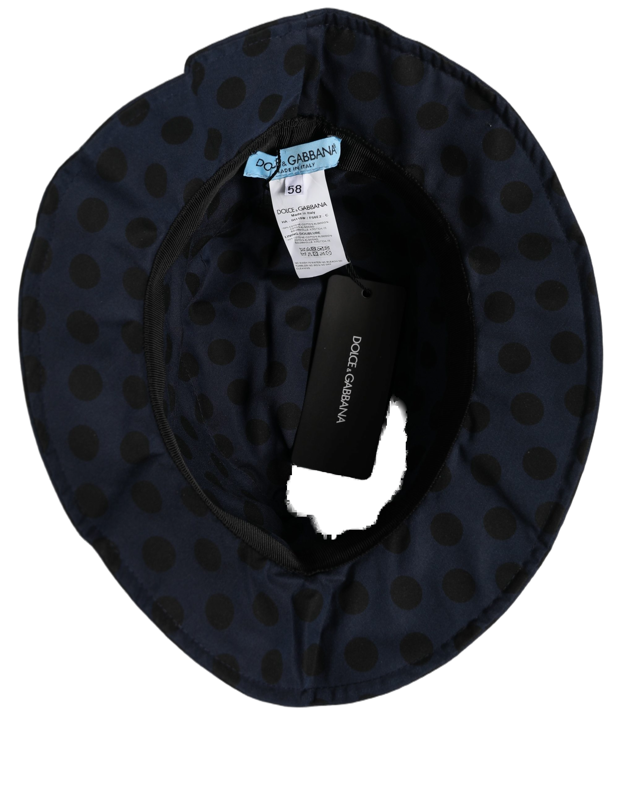 Dolce & Gabbana HAT10018 Polka Dot Cotton Bucket Hat — Navy