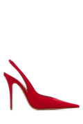 Amina Muaddi Slingback Satin Slingback Heel — Red