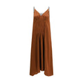 Prada V-Neck Acetate Dress — Brown