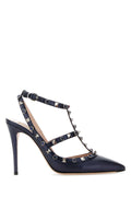 Valentino Garavani Studded T-Strap Heel — Navy