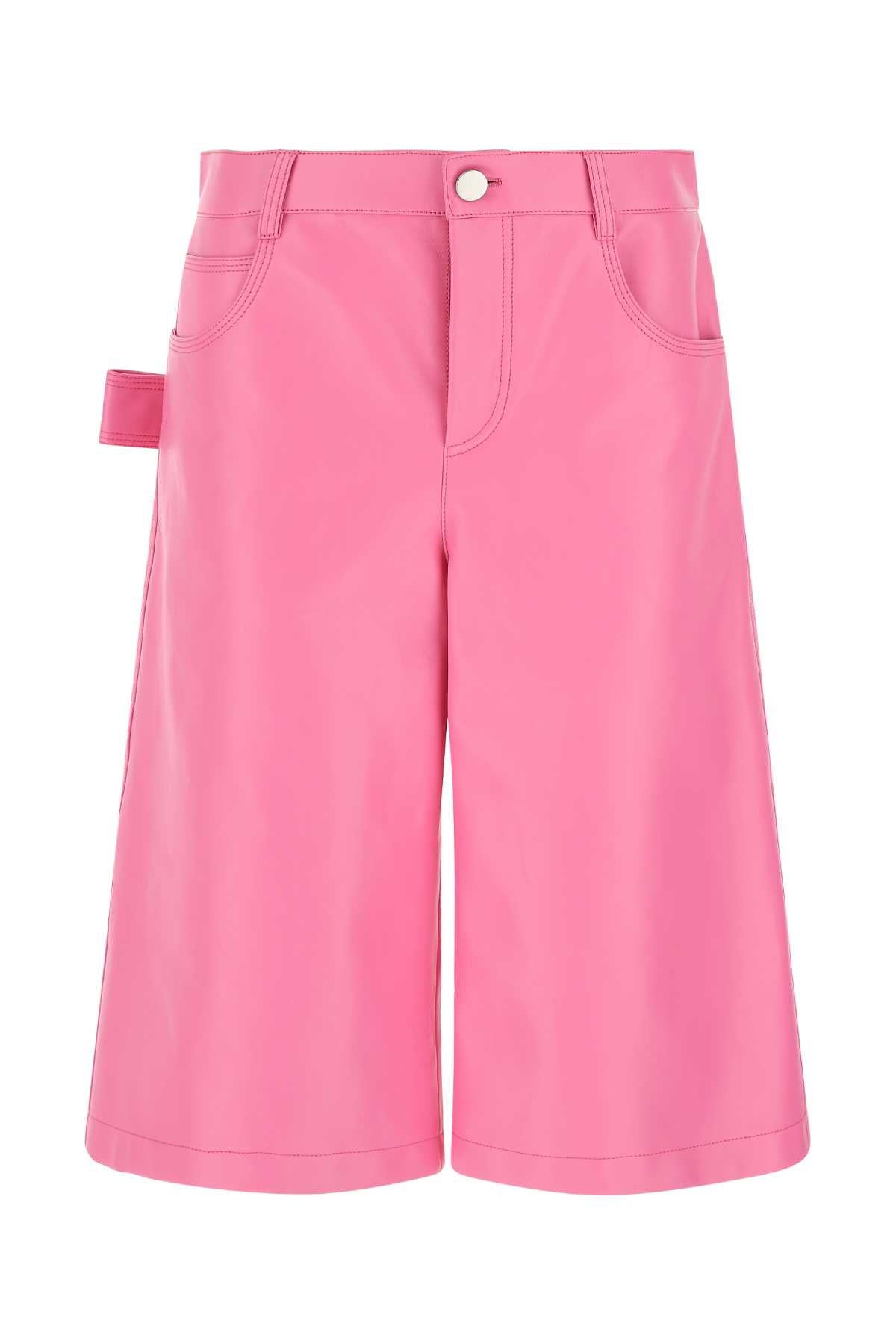 Bottega Veneta Lamb Leather Bermuda Shorts — Pink