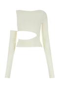 Andrea Adamo Cut-Out Ribbed Sweater — White