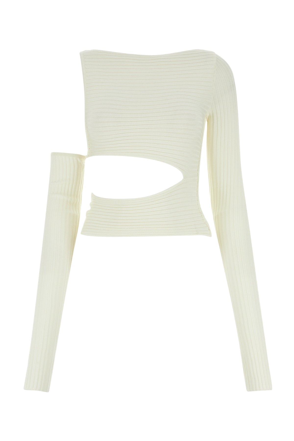 Andrea Adamo Cut-Out Ribbed Sweater — White
