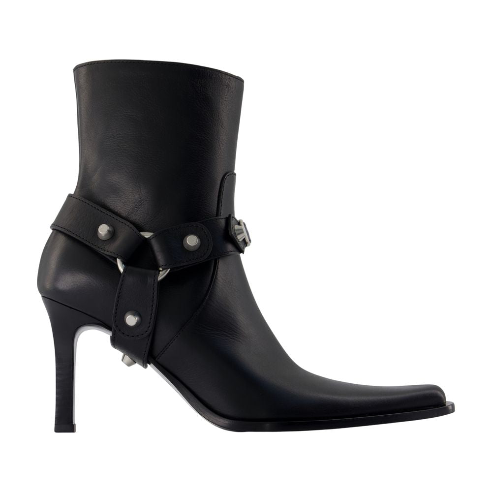 Balenciaga Harness-Strap Leather Ankle Boot — Black