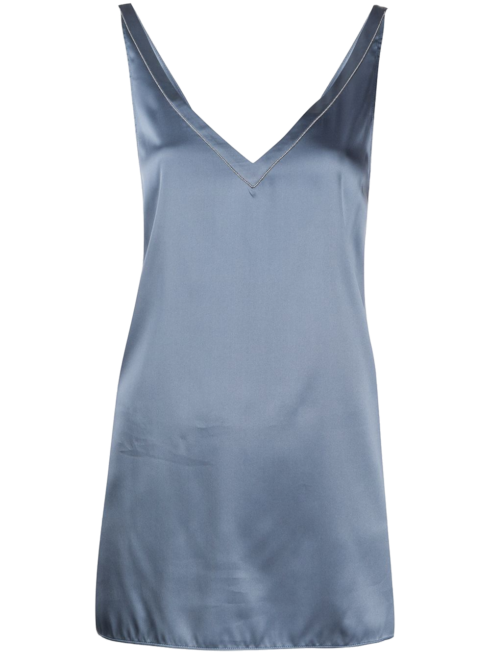 Brunello Cucinelli Silk Blend Metallic Blouse — Blue