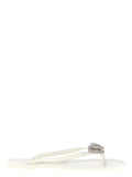 Mach & Mach Crystal-Embellished Double Heart Sandals — White