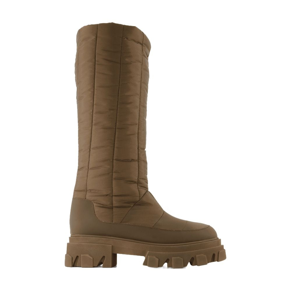 Gia Borghini Quilted Puffer Boots — Khaki