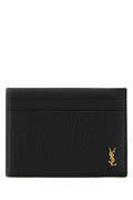 Tarjetero de piel Saint Laurent — Negro