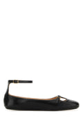 Chloé Leather Ankle-Strap Ballerina Flat — Black