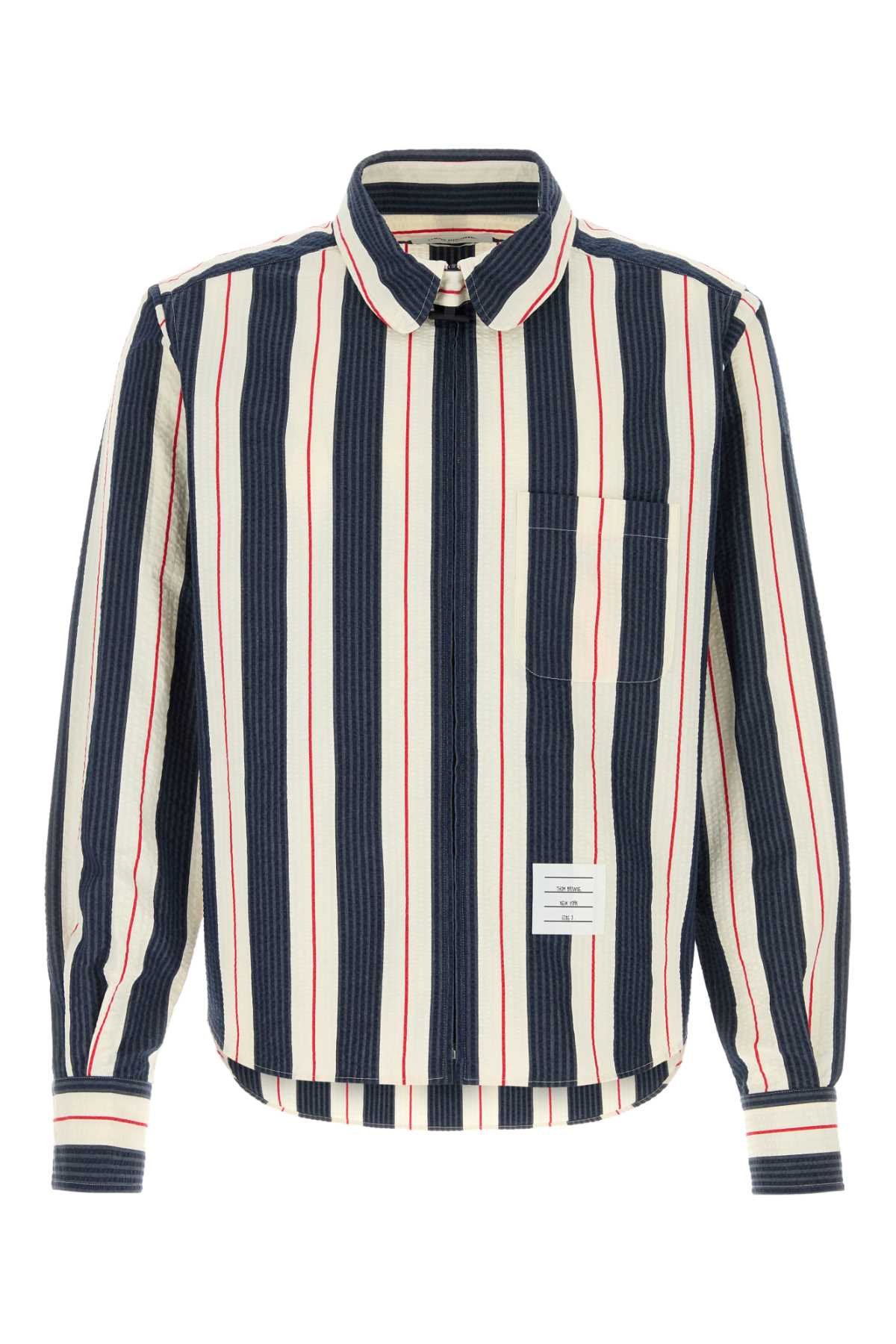 Thom Browne Striped Cotton Shirt — Navy