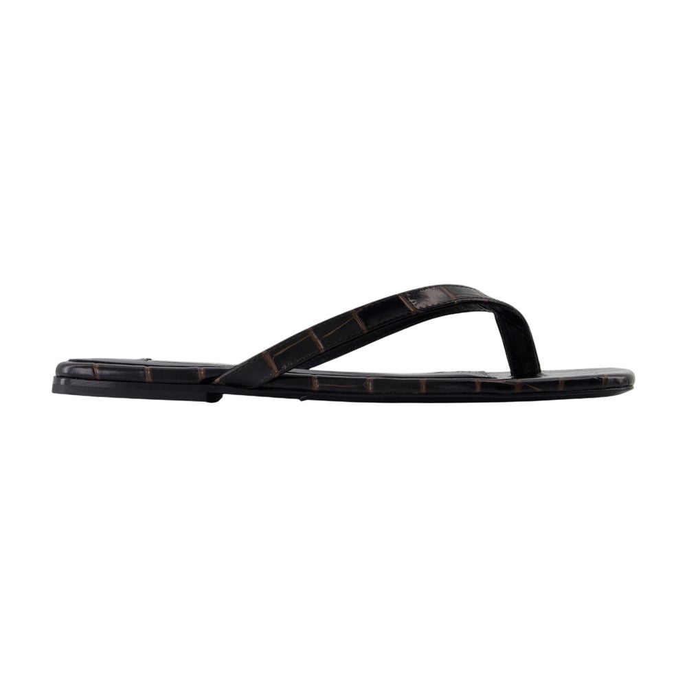 Toteme Crocodile-Embossed Calfskin Sandal — Brown