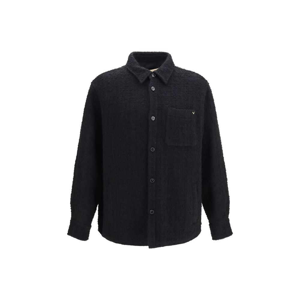 Valentino Garavani Textured Cotton-Blend Shirt — Black