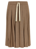 Moncler Checkered Pleated Viscose Skirt — Beige