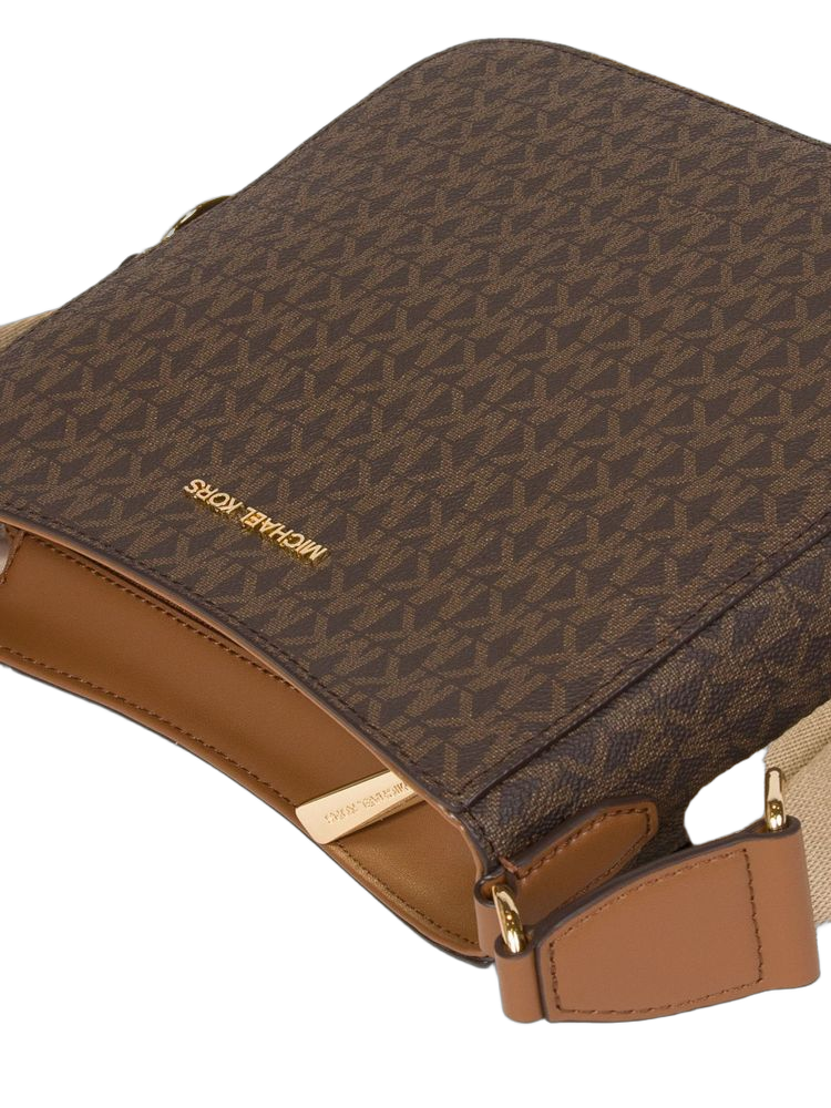 Michael Kors Logo-Printed Coated Canvas Crossbody Bag — Brown