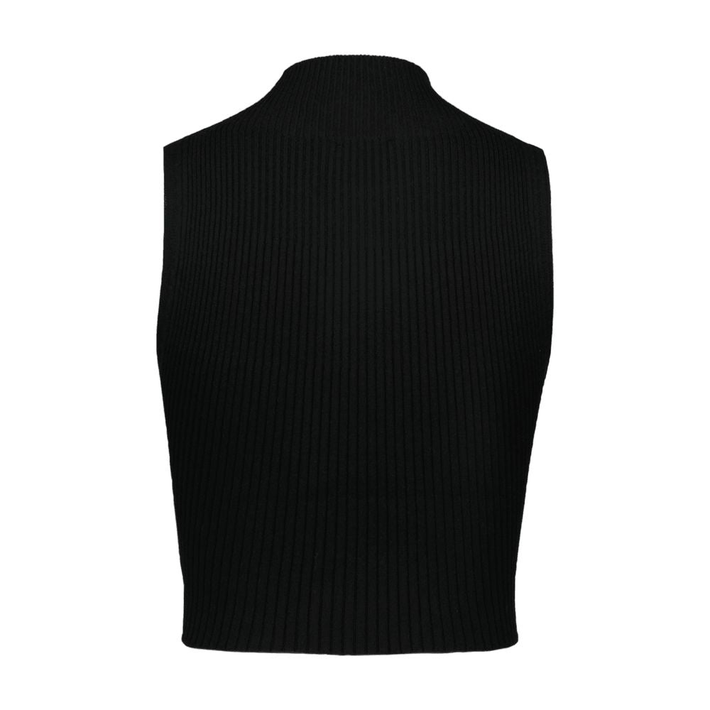 Courreges Ribbed Mockneck T-Shirt — Black