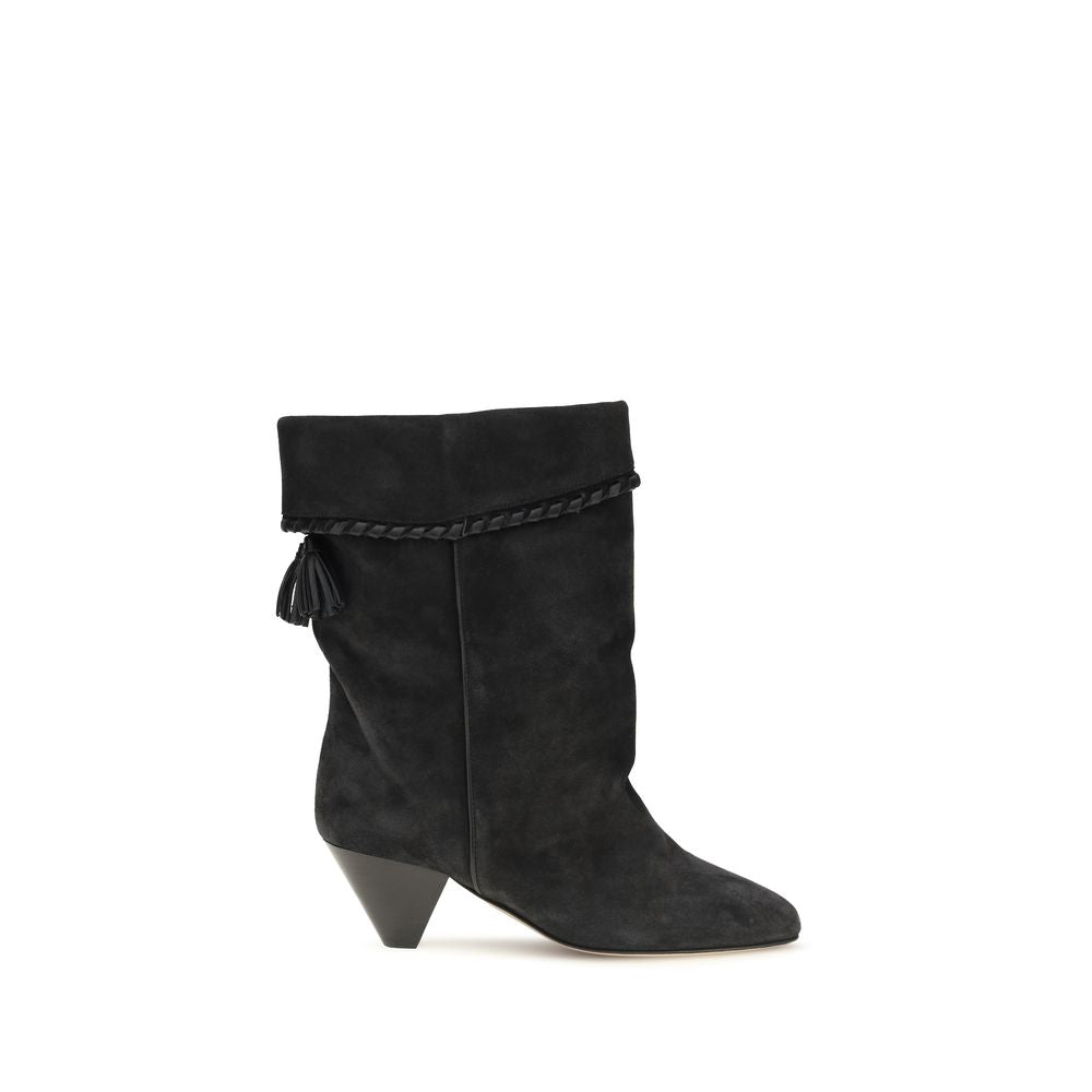 Isabel Marant Draped Suede with Braided Cuff Boot — Black